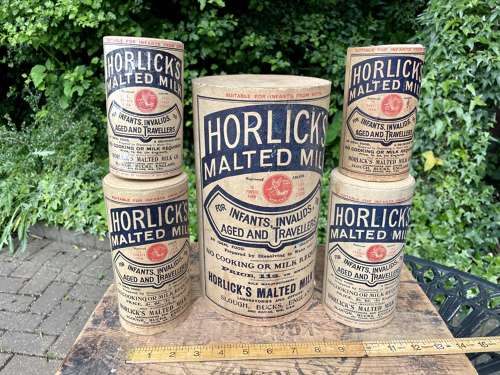 Horlicks Milk Cocoa Drink Shop Window Advertising Display Packets Boxes c1900s