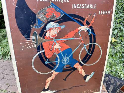 Cycles Monotube Bicycle Tire Shop Advertising Tin Sign c1900
