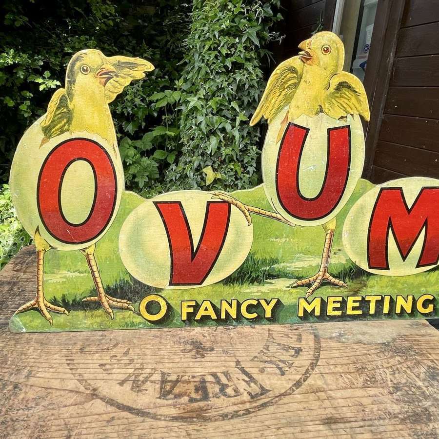 Ovum Die-Cut card advertising sign c1920s