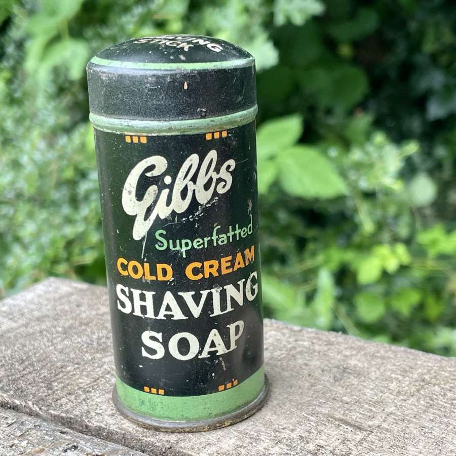 Gibbs London Cold Cream Barber Shop Shaving Stick Soap Tin c1920s