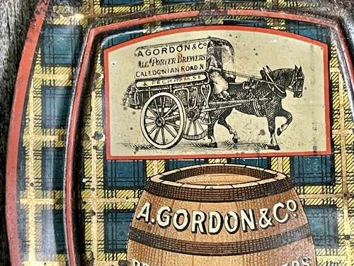 Gordon & Co Peckham Brewery Beer Horse Dray Tin Tip Tray c1900s