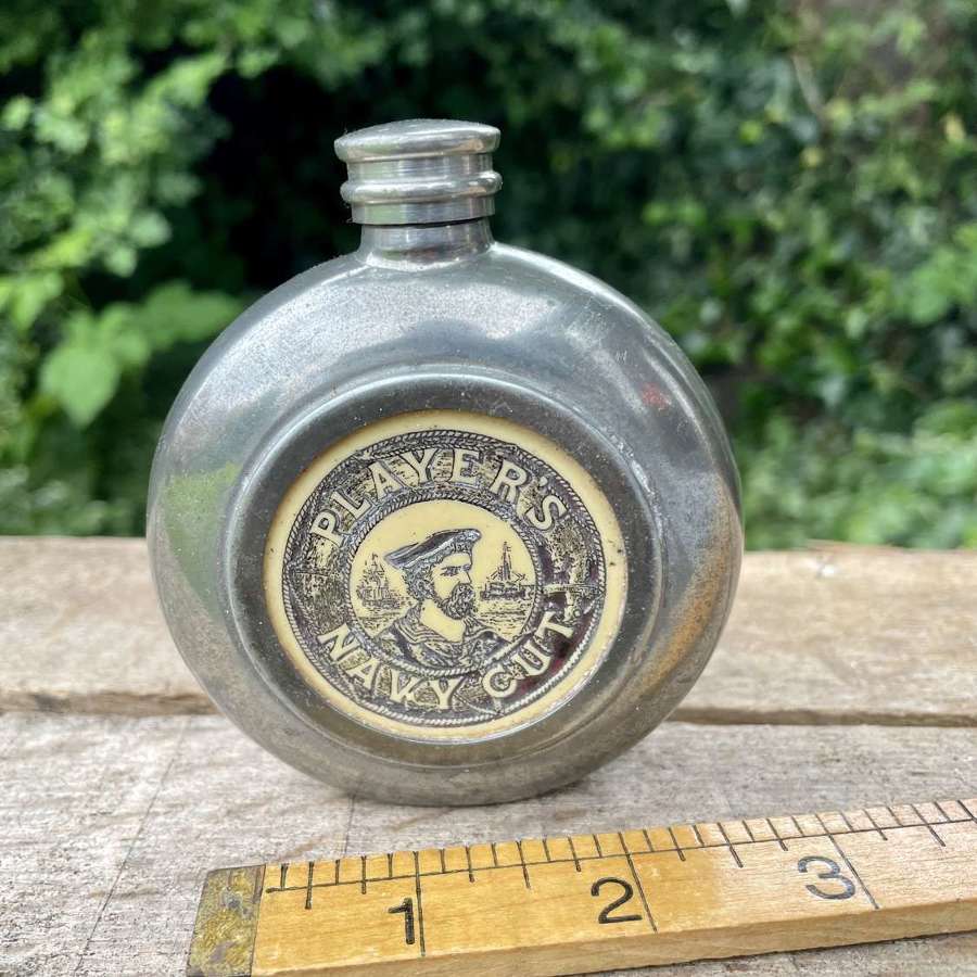 Player's Navy Cut Tobacco Pewter Hip Flask c1950s