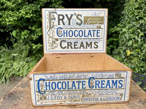 Fry's Chocolate Cream Cocoa Shop display wooden box c1900s