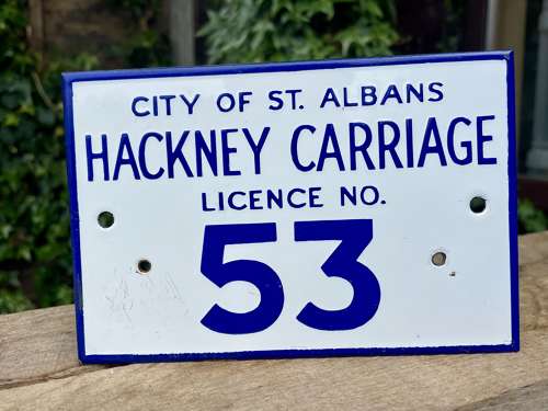 Hackney Carriage Taxi Enamel sign c1930s