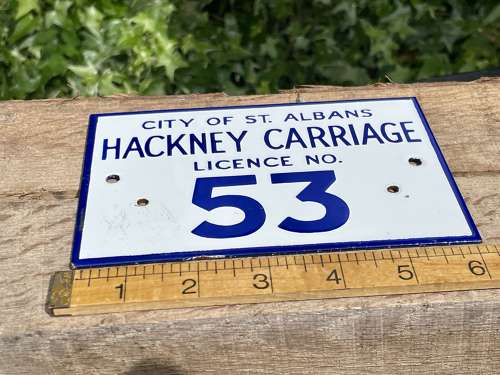 Hackney Carriage Taxi Enamel sign c1930s