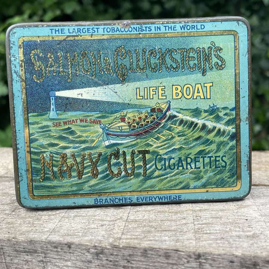 Salmon & Gluckstein Lifeboat 20 Cigarette Tin c1900s