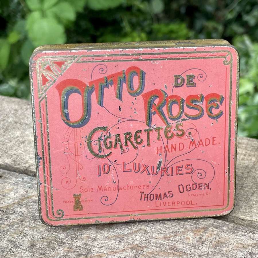 Thomas Ogden Flat 10 Otto de Rose Cigarette Tin c1900s
