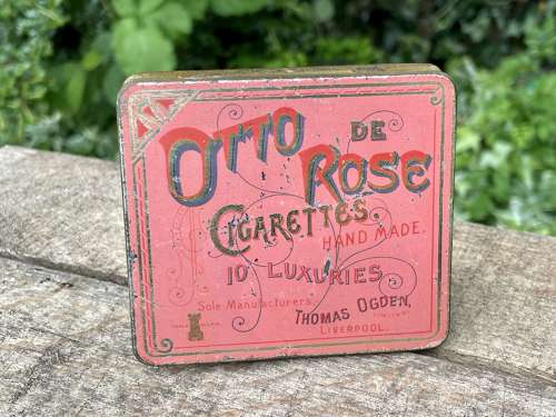 Thomas Ogden Flat 10 Otto de Rose Cigarette Tin c1900s