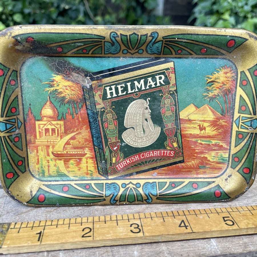 Helmar Turkish Cigarettes Cigarette Pack Tin Change Tip Tray c1920s