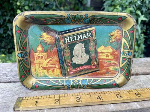 Helmar Turkish Cigarettes Cigarette Pack Tin Change Tip Tray c1920s