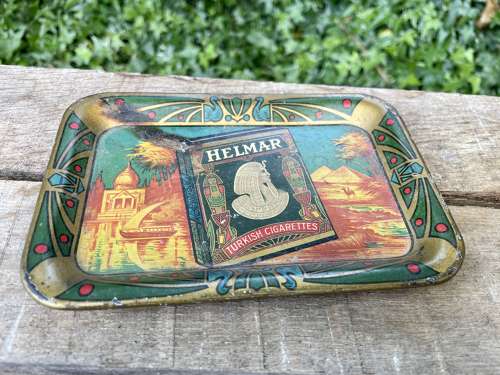 Helmar Turkish Cigarettes Cigarette Pack Tin Change Tip Tray c1920s