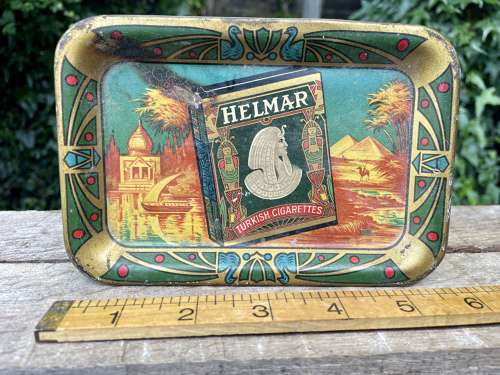 Helmar Turkish Cigarettes Cigarette Pack Tin Change Tip Tray c1920s