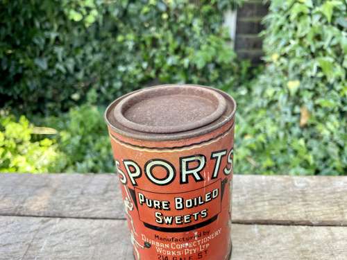 Early Sports Cricket Tennis Durban Toffee Confectionery Tin c1920s