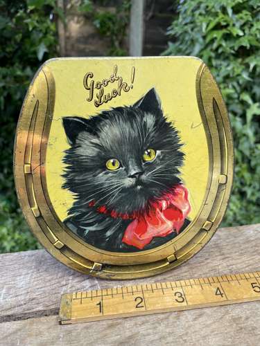 Mackintosh Lucky Horse Shoe Black Cat Toffee Tin c1920s