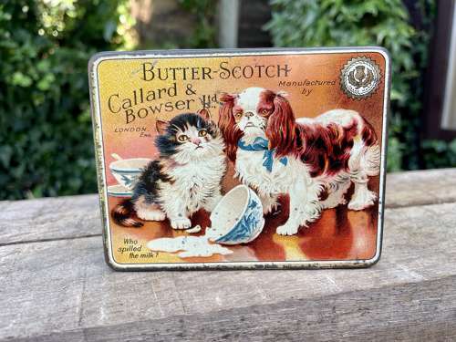 Callard & Bowser Spaniel & Cat Toffee Tin c1900s