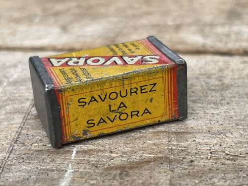 Savora Grocery Advertising Tin Pencil Sharpener c1920s