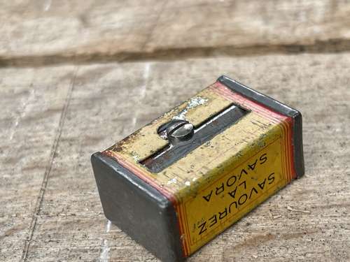 Savora Grocery Advertising Tin Pencil Sharpener c1920s