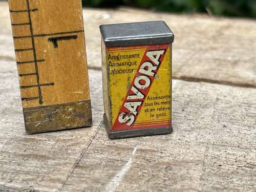 Savora Grocery Advertising Tin Pencil Sharpener c1920s