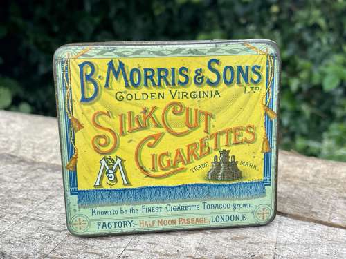 Scarce B. Morris Silk Cut Flat 10 Cigarette Tin c1900s'