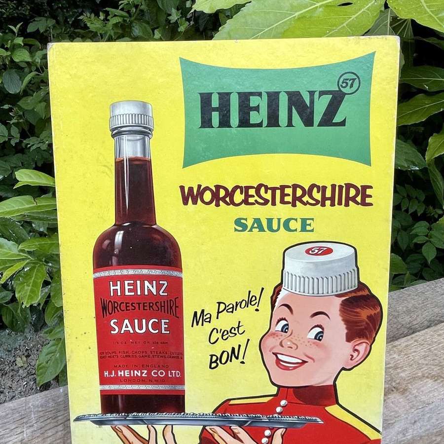 Heinz Worcestershire Sauce Bellboy Grocery&nbsp;Card Sign c1930s&nbsp;