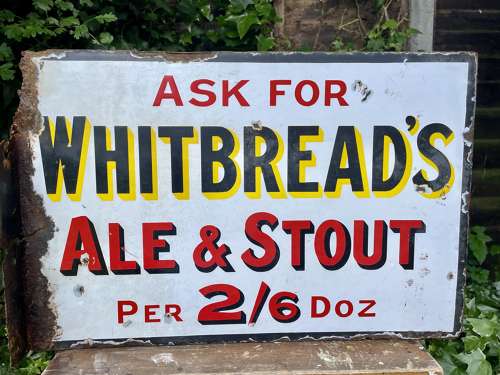 Whitbread's Pale Ale Beer Double sided Pub Enamel sign c1900s