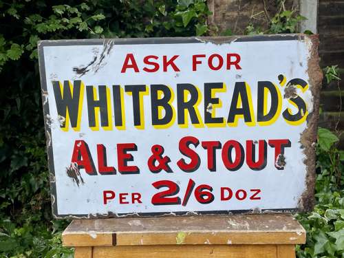 Whitbread's Pale Ale Beer Double sided Pub Enamel sign c1900s