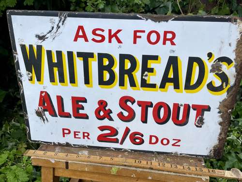 Whitbread's Pale Ale Beer Double sided Pub Enamel sign c1900s