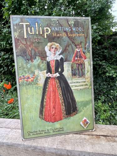Tulip Knitting Wool Clothing Bradford Advertising card Sign c1900s