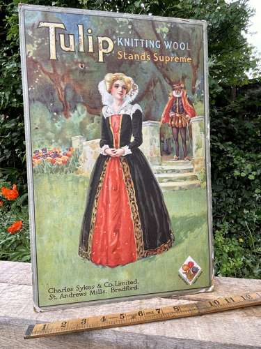 Tulip Knitting Wool Clothing Bradford Advertising card Sign c1900s