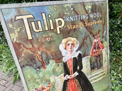 Tulip Knitting Wool Clothing Bradford Advertising card Sign c1900s