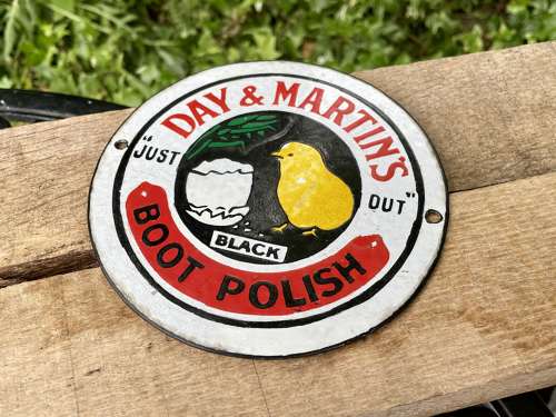 Day & Martins Boot Polish Chicken Chick Enamel Sign c1900s