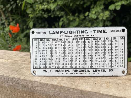 Martin's Ringmer Lewes Gas Lamp Lighting Calendar Enamel Sign c1900s