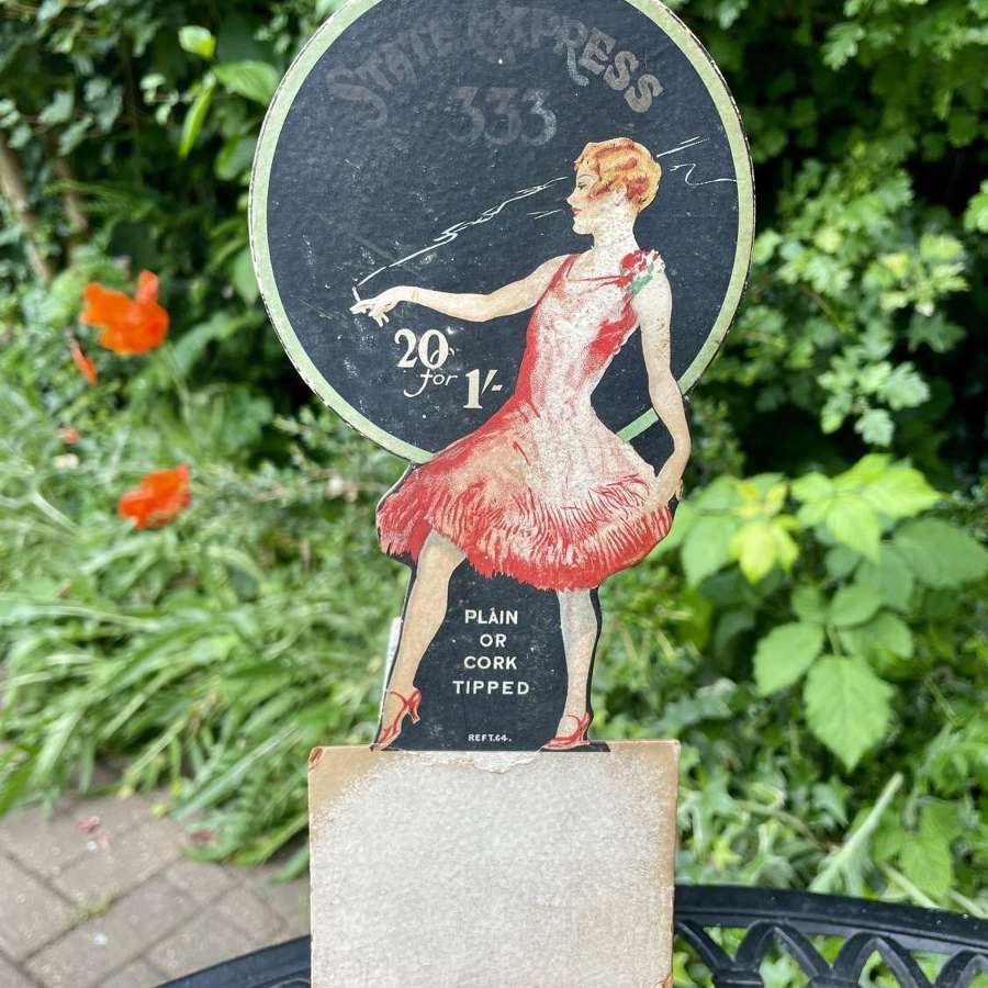 State Express Cigarette Flapper Girl Card Topper Sign c1920s