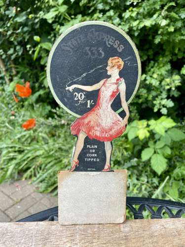 State Express Cigarette Flapper Girl Card Topper Sign c1920s