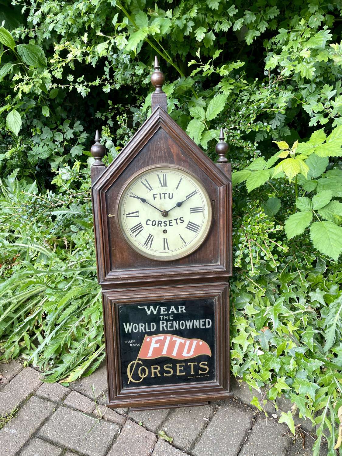 Fitu Corset's Clothing Shop Advertising Pendulum Clock c1900s Working