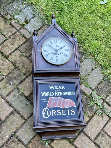 Fitu Corset's Clothing Shop Advertising Pendulum Clock c1900s Working