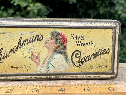Churchman's Silver Wreath Lady Image Cigarette tin c1890s