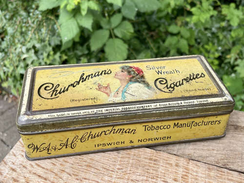 Churchman's Silver Wreath Lady Image Cigarette tin c1890s