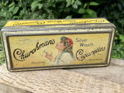 Churchman's Silver Wreath Lady Image Cigarette tin c1890s