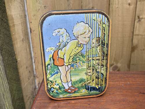 Sharp's Children at the Zoo Monkey Image Toffee Tin c1950s
