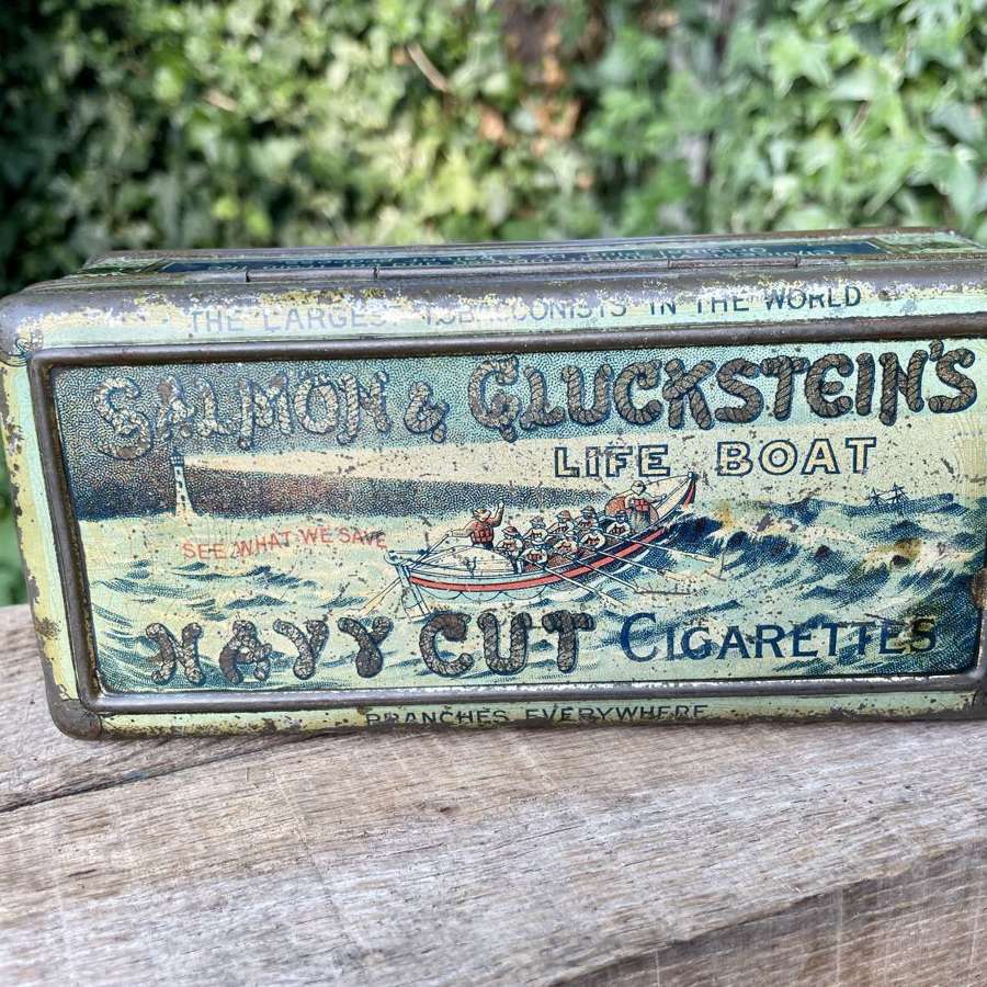Salmon & Gluckstein Lifeboat 100 Cigarette Tobacco Tin c1900s