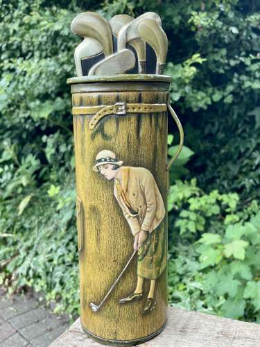 Robertson's Golf Bag Golfing Biscuit Tin c1920s