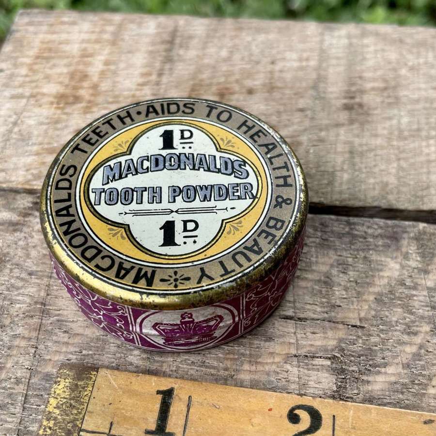 Macdonald's Tooth Powder Dentist Chemist Full Tin c1900s