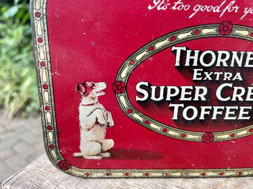 Large Thorne's Jack Russell Dog Children's Toffee Tin c1930s