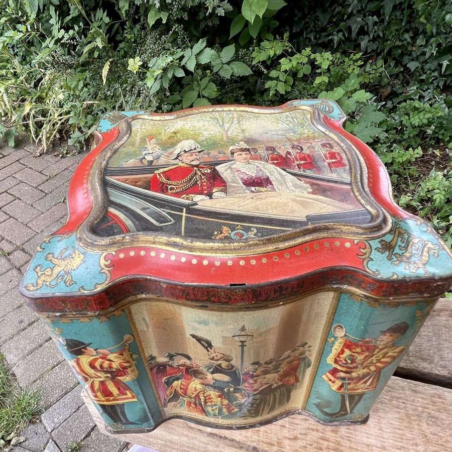 Superb Coronation King Edward 7th Royal Keen's Mustard Tin c1902