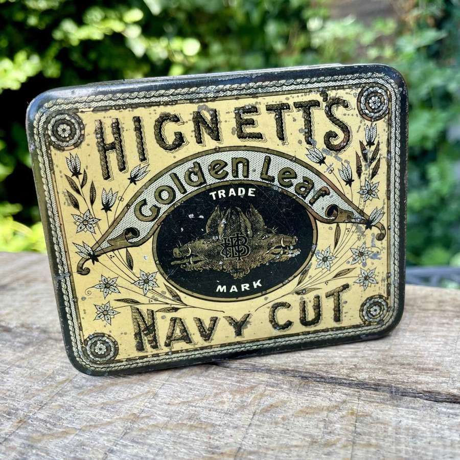 Victorian Hignett's Golden leaf Navy Cut Tobacco Tin c1900s