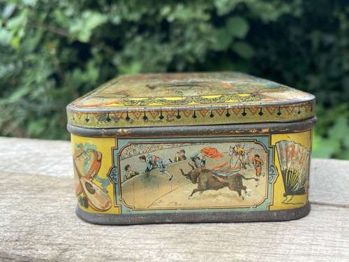 Scarce Peek Frean Bull Fighting Biscuit Tin c1890s