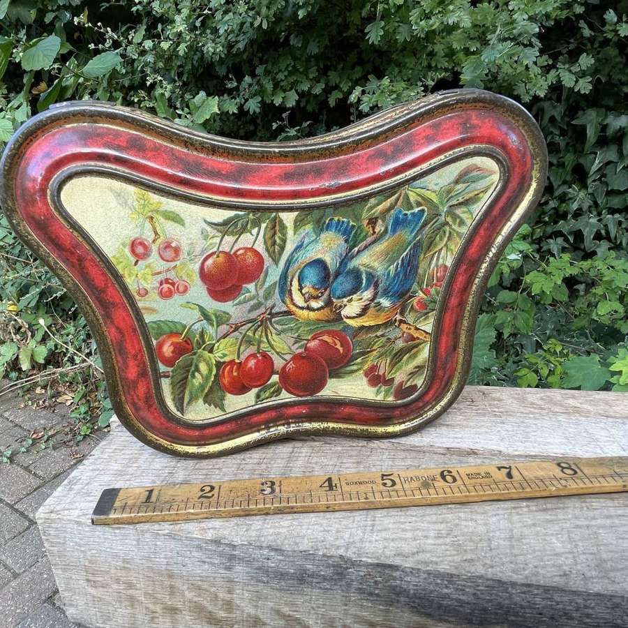 Jacob & Co Dublin Bird Image Buttley Fly Shaped Biscuit Tin c1900s