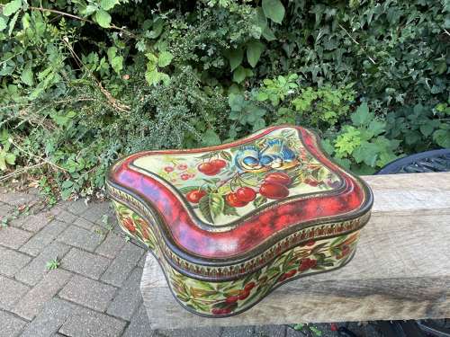 Jacob & Co Dublin Bird Image Buttley Fly Shaped Biscuit Tin c1900s