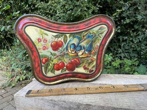 Jacob & Co Dublin Bird Image Buttley Fly Shaped Biscuit Tin c1900s
